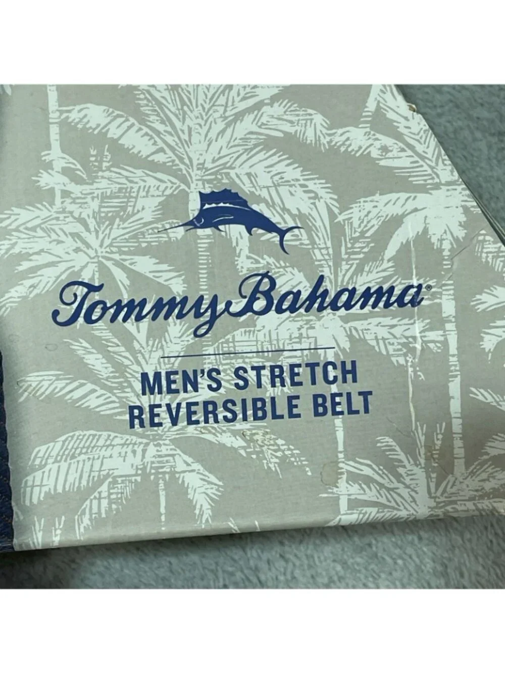 NWT Tommy Bahama Men's L/XL Black/Grey Stretch Reversible Belt